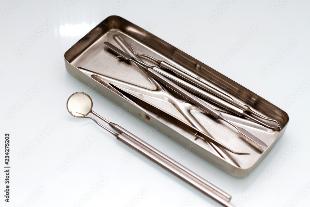Flat lay of medical instruments Flat lay of medical instruments