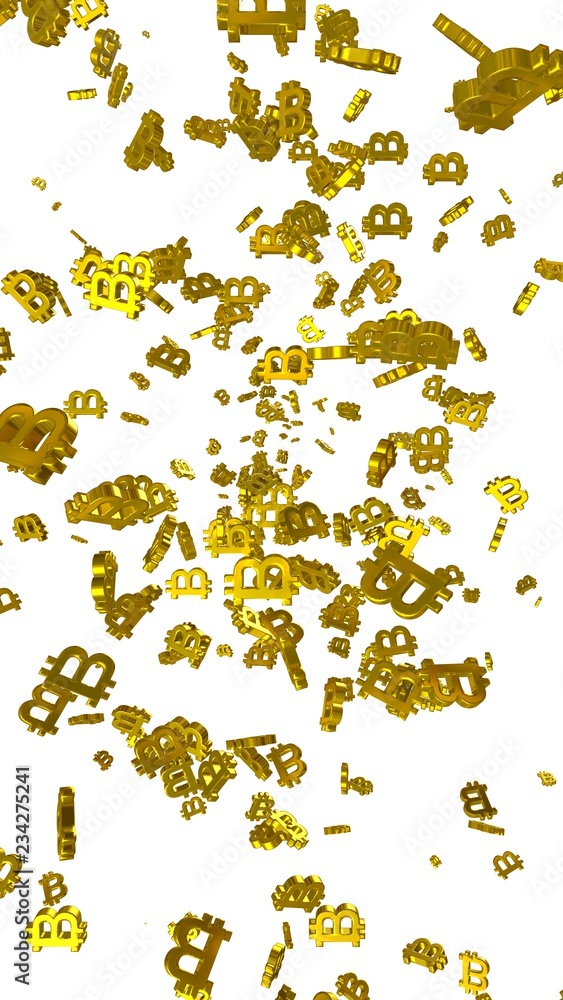 Digital currency symbol Bitcoin on a white background. Fall of bitcoin. Cryptocurrency graph on virtual screen. Business, Finance and technology concept. 3D illustration Digital currency symbol Bitcoin on a white background. Fall of bitcoin. Cryptocurrency graph on virtual screen. Business, Finance and technology concept. 3D illustration
