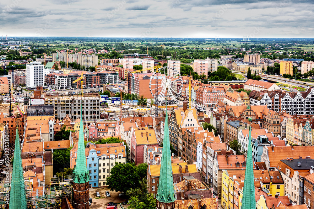 Obraz premium Aerial view Of Old Town in Gdansk,Poland
