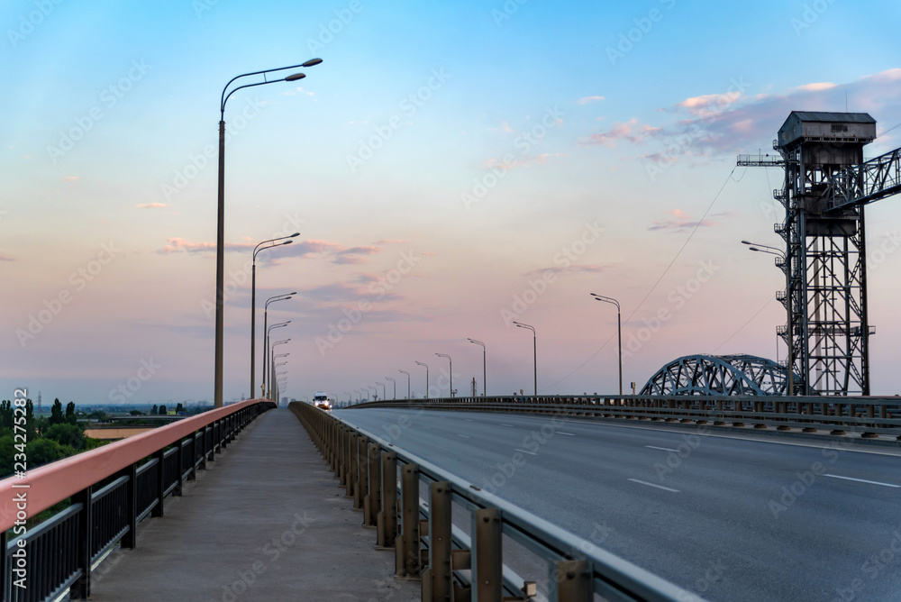 View of modern concrete bridge over river