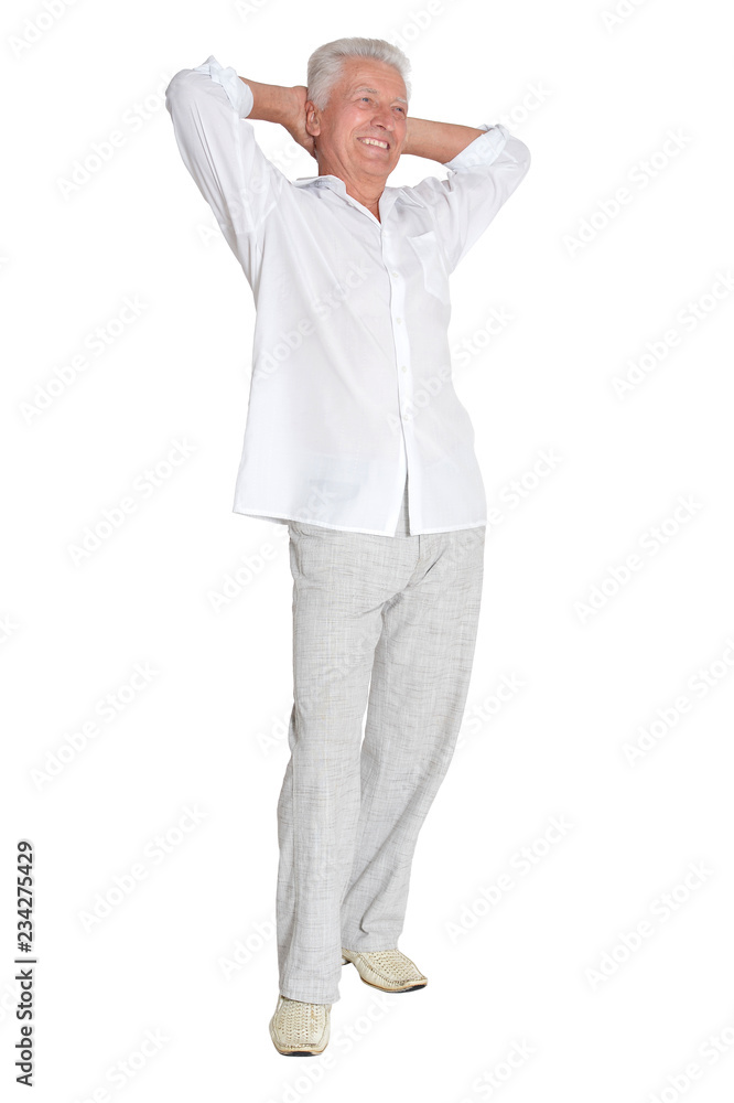Portrait of senior man posing on white background Portrait of senior man posing on white background