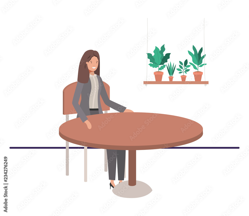 businesswoman sitting in the living room