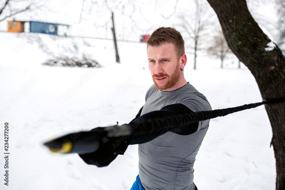 Sportsman doing explosive lateral swings