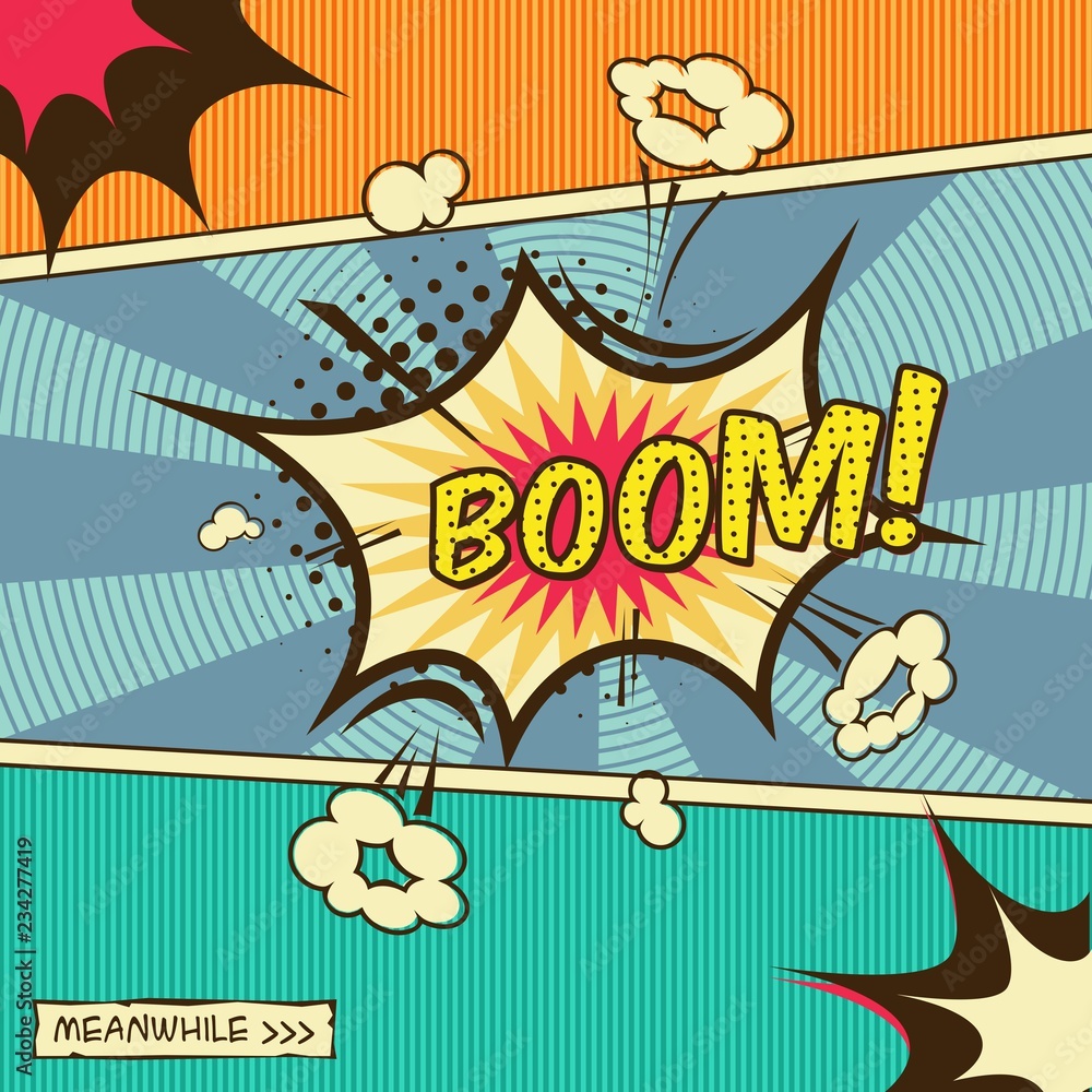 Comic effect, sound of explosion. BOOM!
