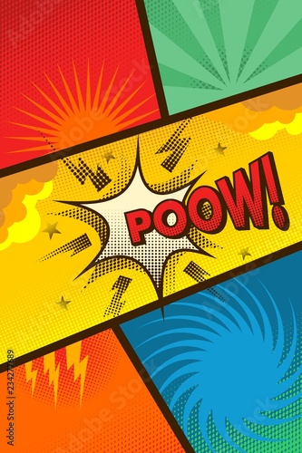 Comic book page colorful. Vector template.