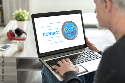 Contact concept on a laptop screen