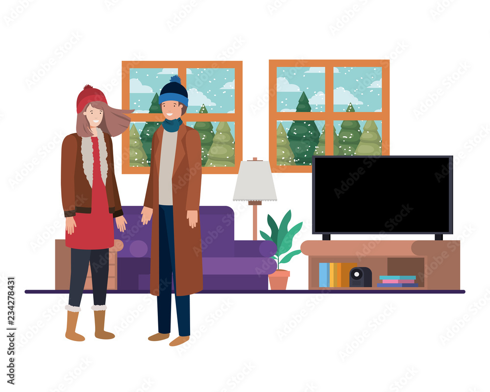couple living room with view the landscape by window couple living room with view the landscape by window