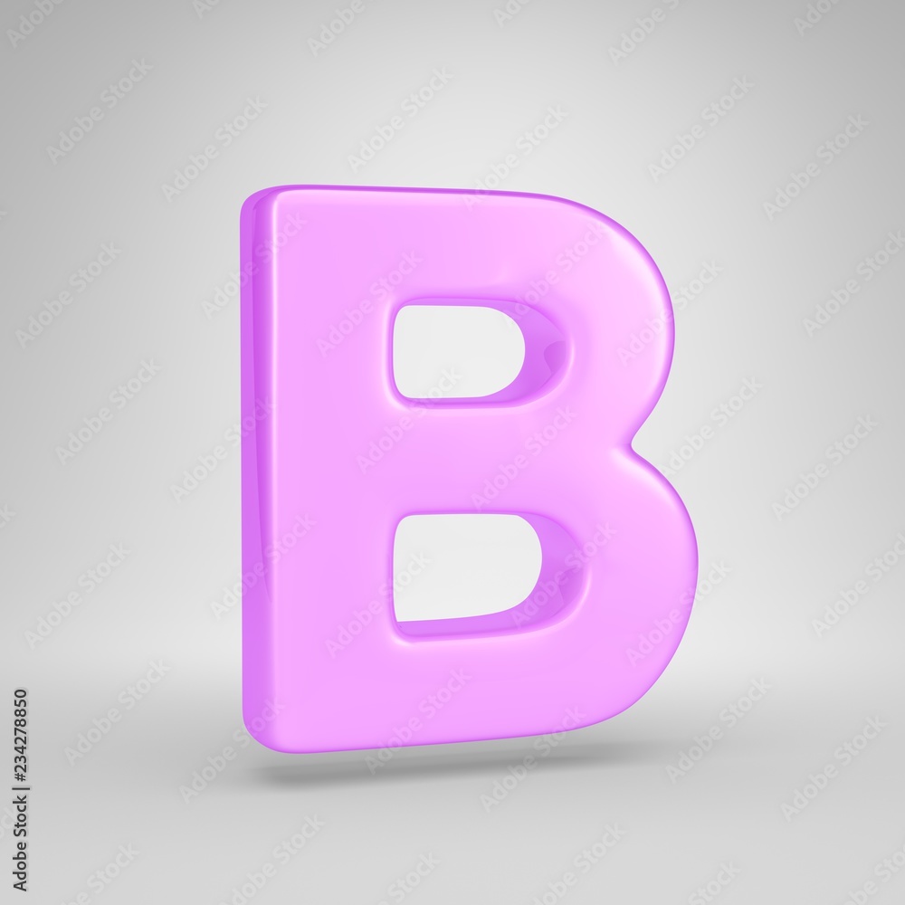 Glossy pink bubble gum letter B uppercase isolated on white background Glossy pink bubble gum letter B uppercase isolated on white background