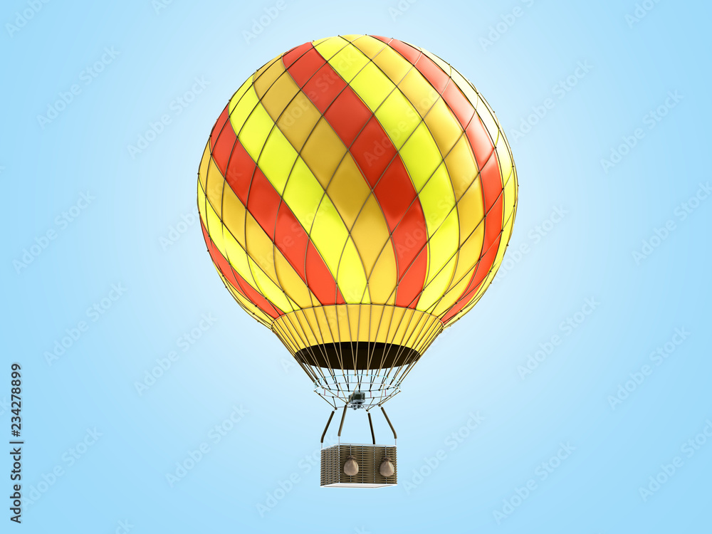 Fototapeta premium Hot Air color balloon 3d render on blue background