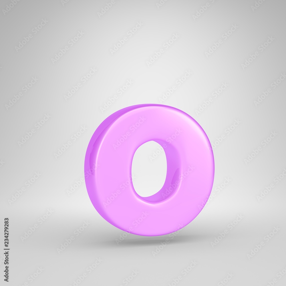 Glossy pink bubble gum letter O lowercase isolated on white background Glossy pink bubble gum letter O lowercase isolated on white background