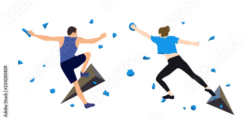 Climbers on a climbing wall