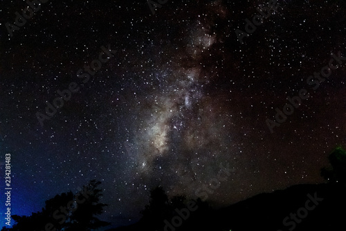 stars and the Milky Way on mountain in the beautiful night sky .