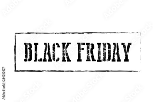 Illustrazione testo BLACK FRIDAY, nero e bianco, vettoriale evento