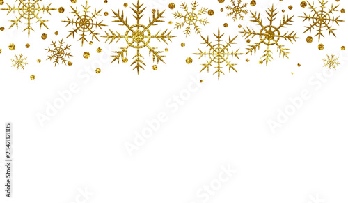 Golden textured snowflakes border