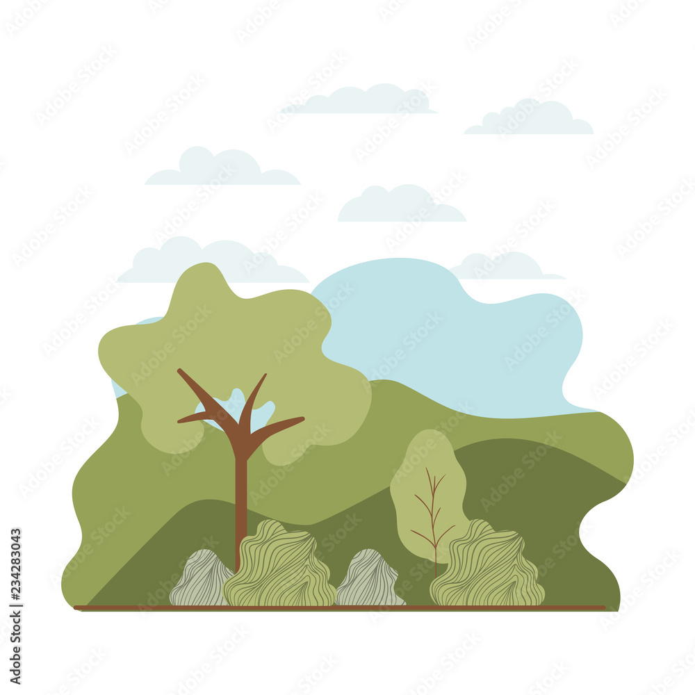 trees plant with landscape isolated icon