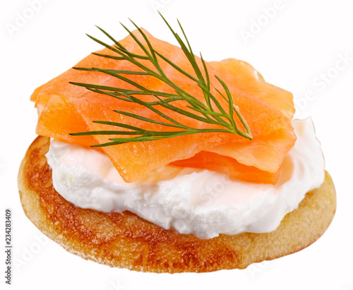 SALMON AND CHEESE BLINI CUT OUT photo