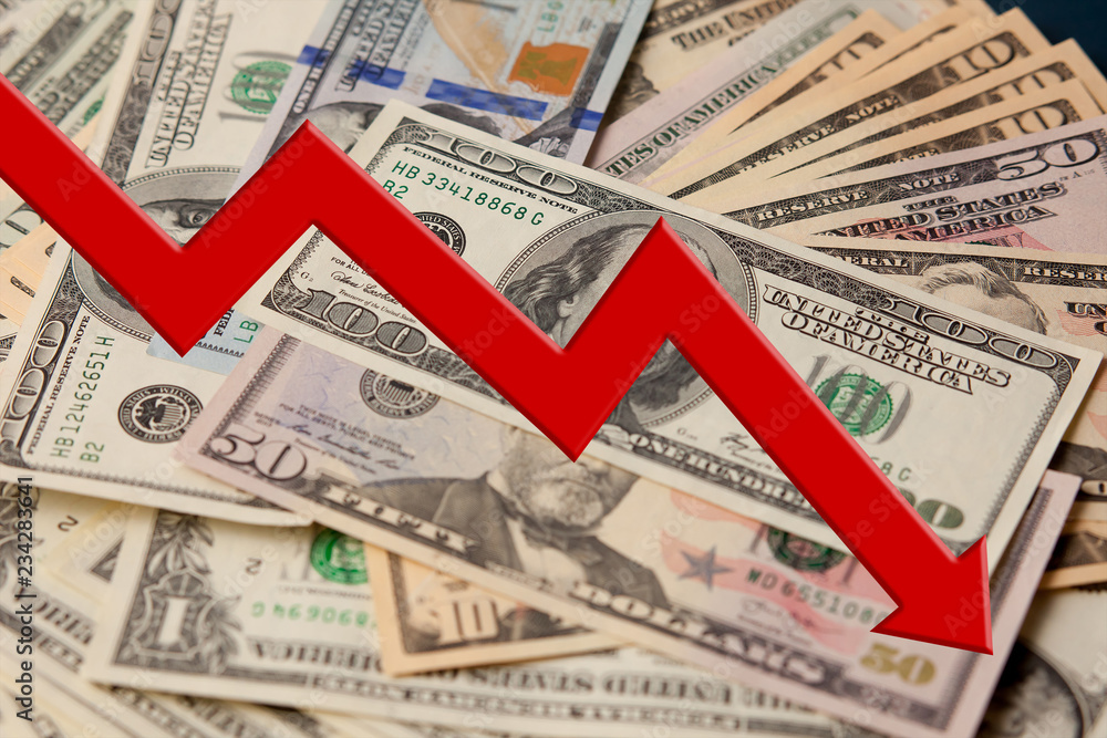 red down arrow background the dollar red down arrow background the dollar