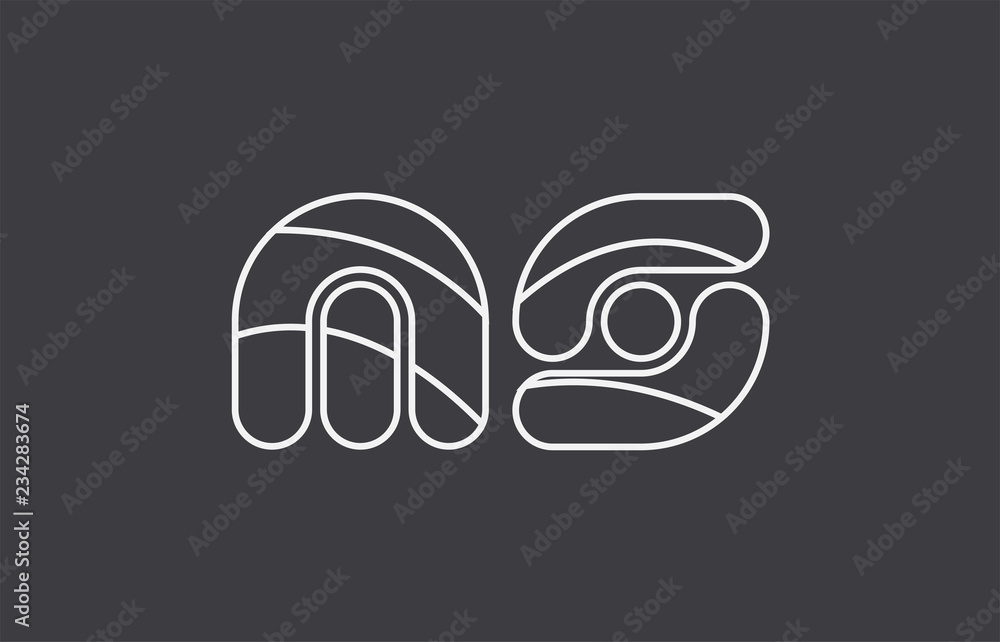 Fototapeta premium alphabet letter ms m s combination black white logo company icon design