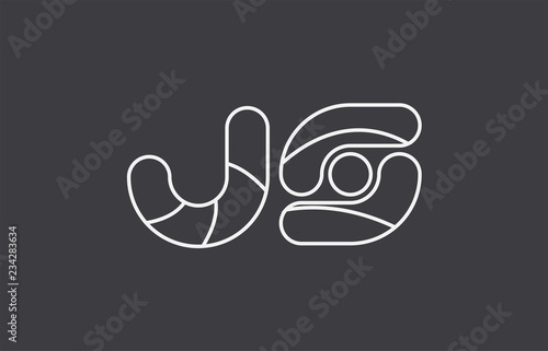 alphabet letter js j s combination black white logo company icon design