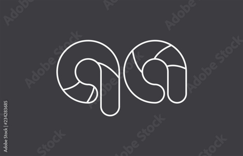 alphabet letter qa q a combination black white logo company icon design