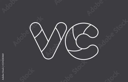 alphabet letter vc v c combination black white logo company icon design