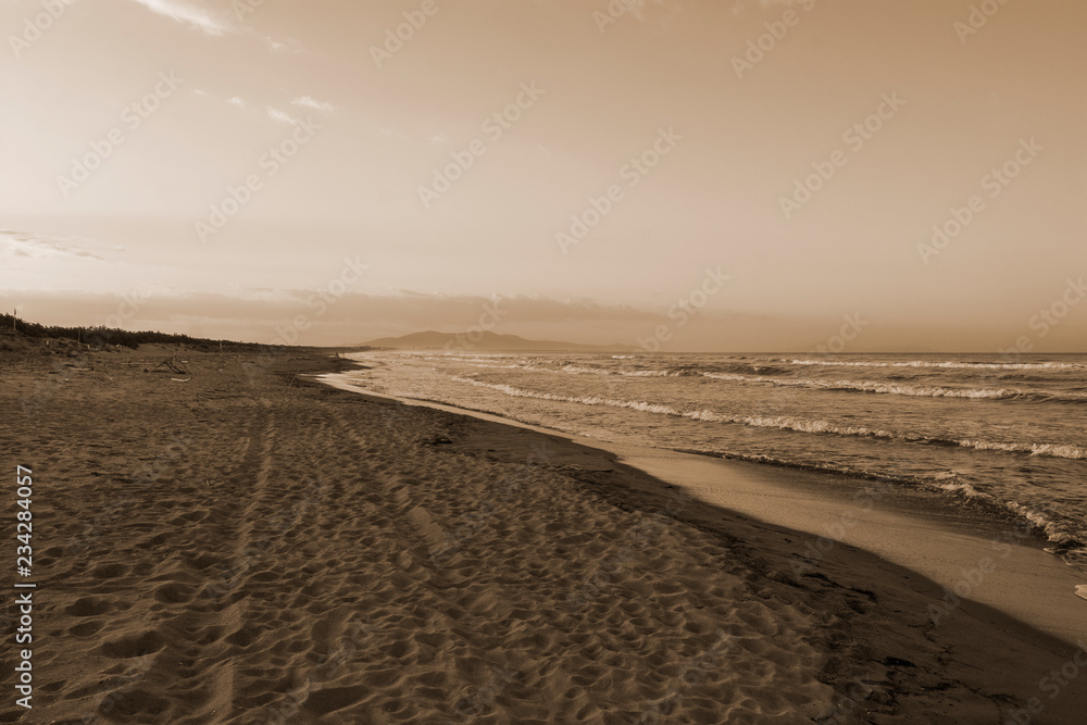 Fototapeta premium astiglione della Pescaia Tuscany, Italy - sunrise at the beach