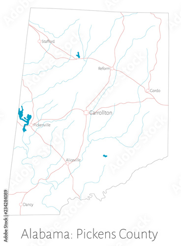 Detailed map of Pickens County in Alabama  USA