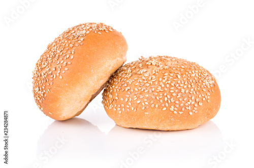group of sandwich bun with sesame seeds isolated on white background