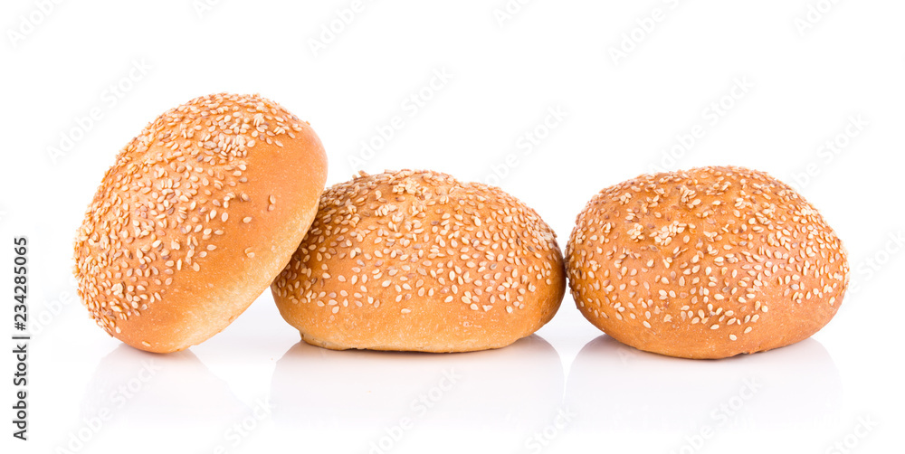 group of sandwich bun with sesame seeds isolated on white background group of sandwich bun with sesame seeds isolated on white background
