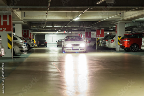 Underground parking in the shopping center of the city