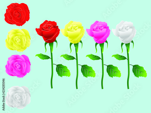 Roses paper cut style set