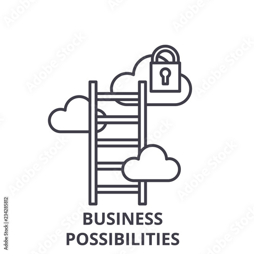 Business possibilities line icon concept. Business possibilities vector linear illustration, sign, symbol
