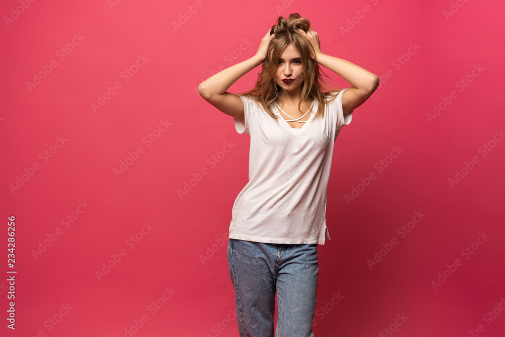 Casual girl having fun - people, style and fashion concept. Casual girl having fun - people, style and fashion concept.