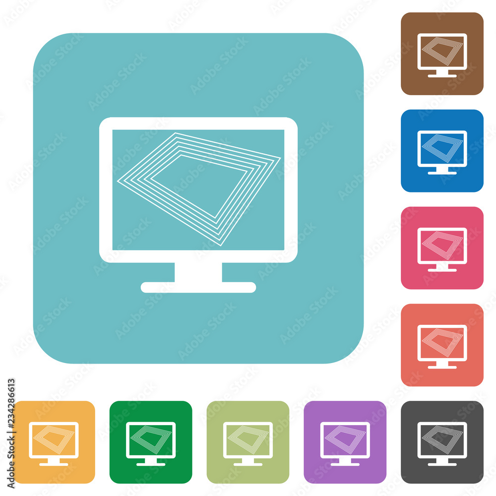 Screen saver on monitor rounded square flat icons Screen saver on monitor rounded square flat icons