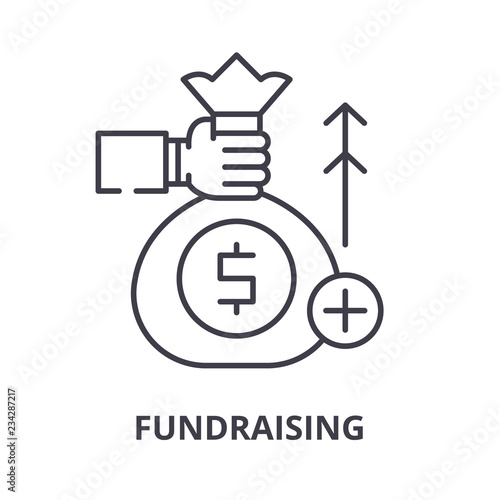 Fundraising line icon concept. Fundraising vector linear illustration, sign, symbol