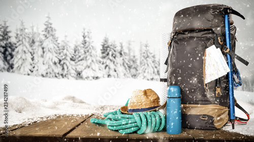 Backpack and winter time 