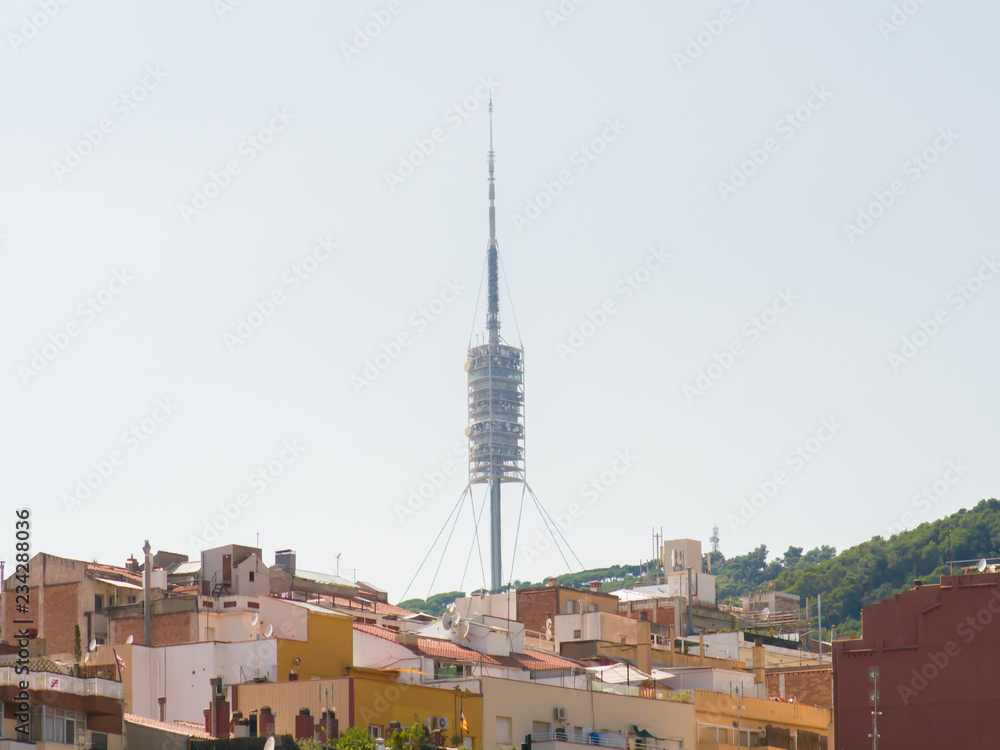 Obraz premium Tibidabo tower maked by Norman Foster. Barcelona, Catalonya, Spain.