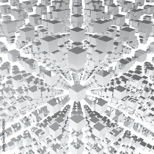 Fototapeta Naklejka Na Ścianę i Meble -  Gray cube matrix on white background. 3D render