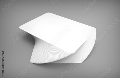 Poker blank turned on card deck mockup on gray desk. 3D rendering