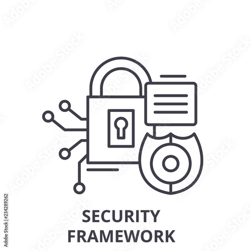 Security framework line icon concept. Security framework vector linear illustration, sign, symbol