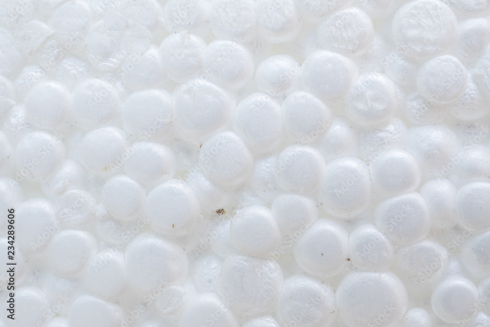 White Styrofoam Texture. White styrofoam balls background. Close shot ...
