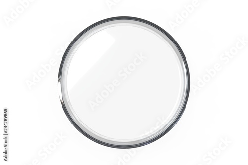 Transparent glass Petri dishes on white background. Top view. 3D rendering