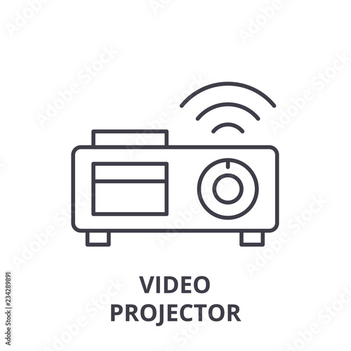 Video projector line icon concept. Video projector vector linear illustration, sign, symbol