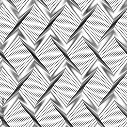 Vector seamless texture. Modern geometric background with thin wriggling threads.