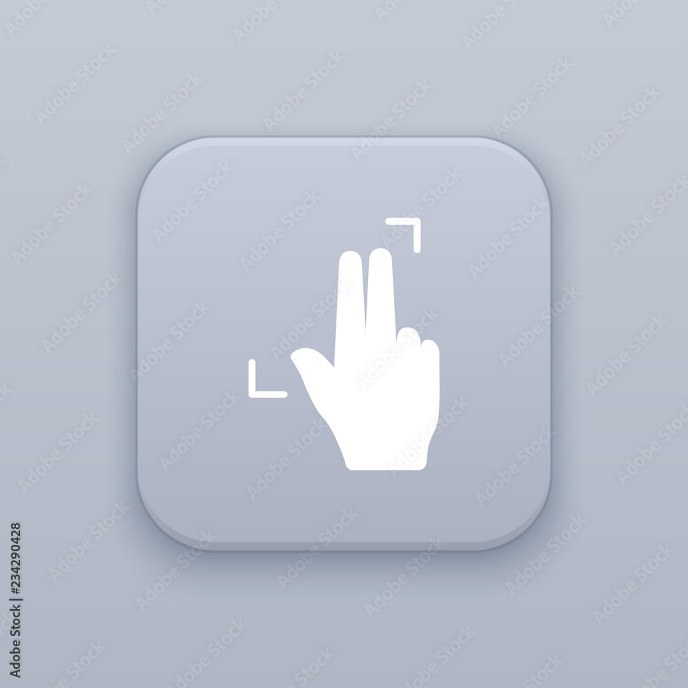 Double touch scale, Expand, gray vector button with white icon Double touch scale, Expand, gray vector button with white icon