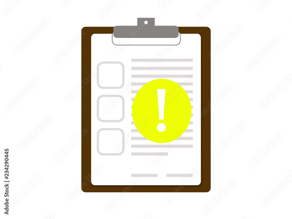 Clipboard with exclamation point Clipboard with exclamation point