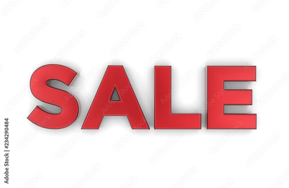 Red Sale sign on white background with shadows. 3D rendering Red Sale sign on white background with shadows. 3D rendering