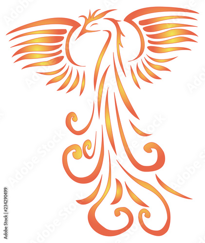 vector illustration of a Phoenix with outstretched wings