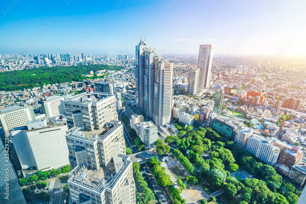 Naklejka premium skyline aerial view of shinjuku in Tokyo, Japan