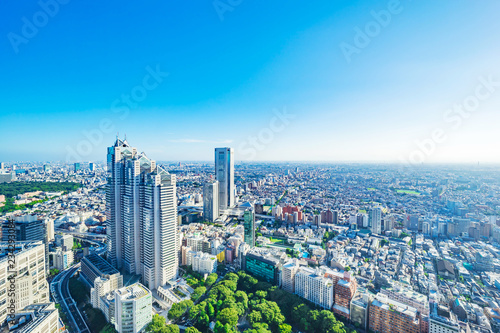 Fototapeta Naklejka Na Ścianę i Meble -  skyline aerial view of shinjuku in Tokyo, Japan